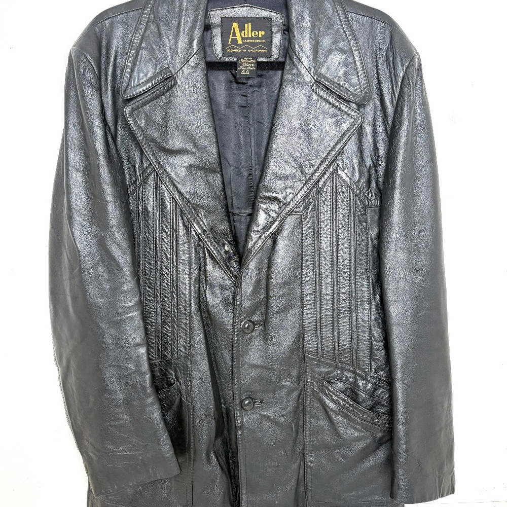 Vintage Adler Men’s Black Leather Jacket size 44 - Cabretta Glove Leather